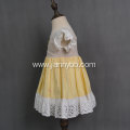 Fashion yellow cotton linen fabric girls baby dresses